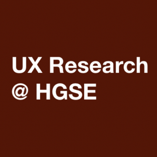 Red and white brand logo that says "UX Research @ HGSE"